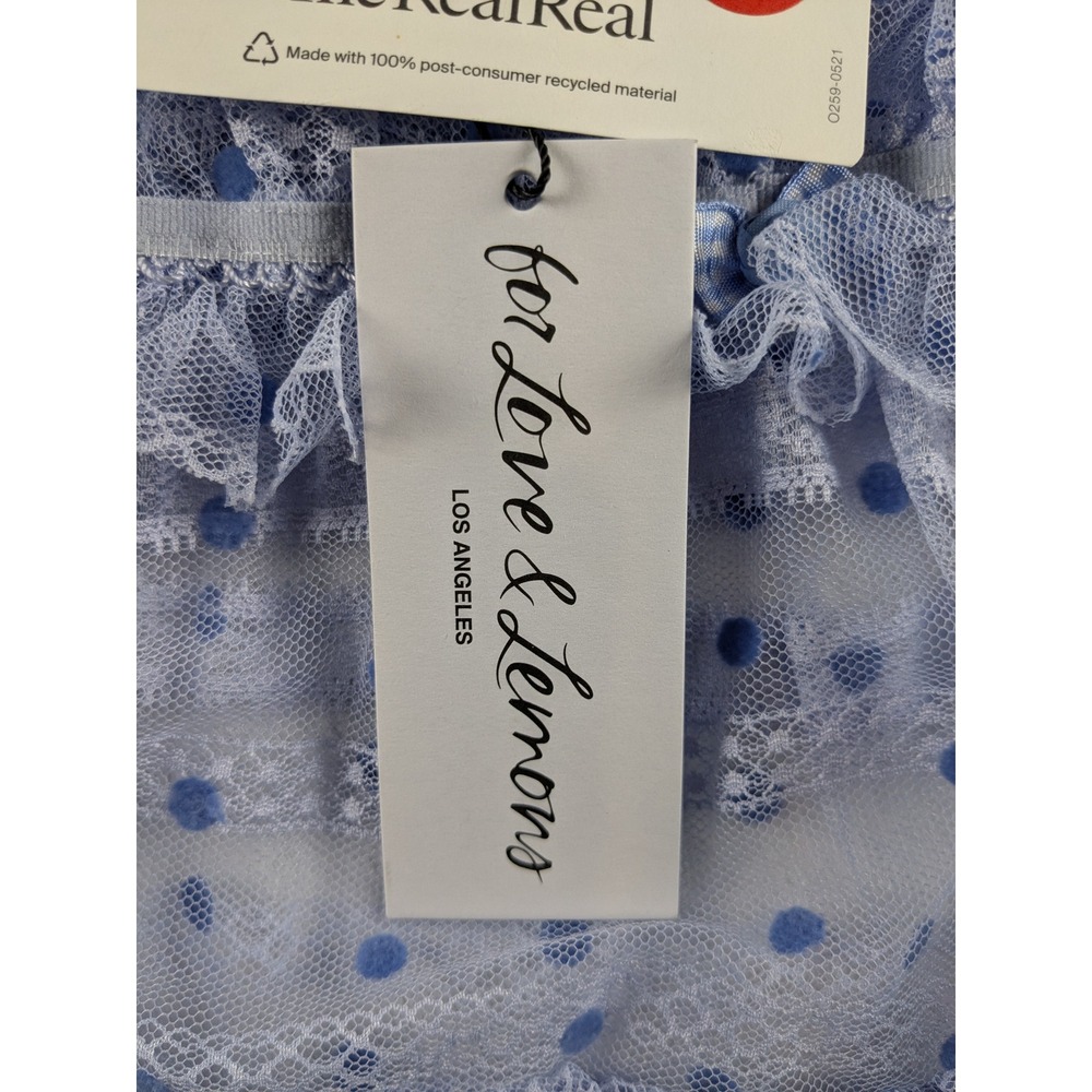 NWT For Love & Lemons Lace Mini Dress Polka Dot Ruffle Party Puff Sleeve M - Picture 6 of 14